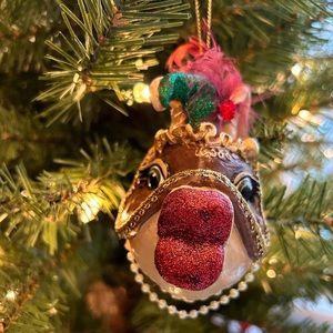 KATHERINE'S COLLECTION MARDI GRAS MASQUERADE KISSING FISH CHRISTMAS ORNAMENT